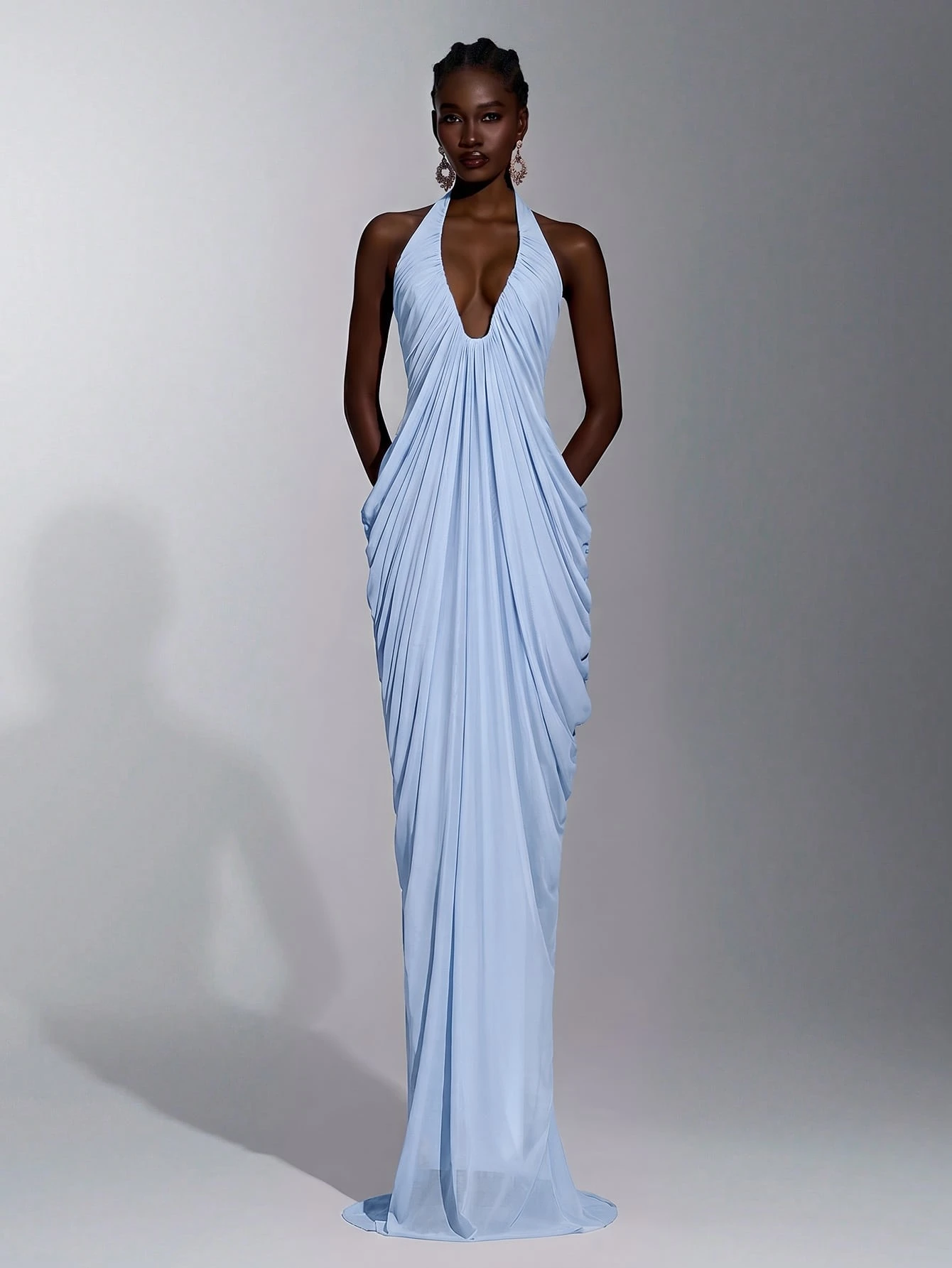 Elitara Robe de soirée longue élégante romantique minimaliste mode blanche en maille — vue 2