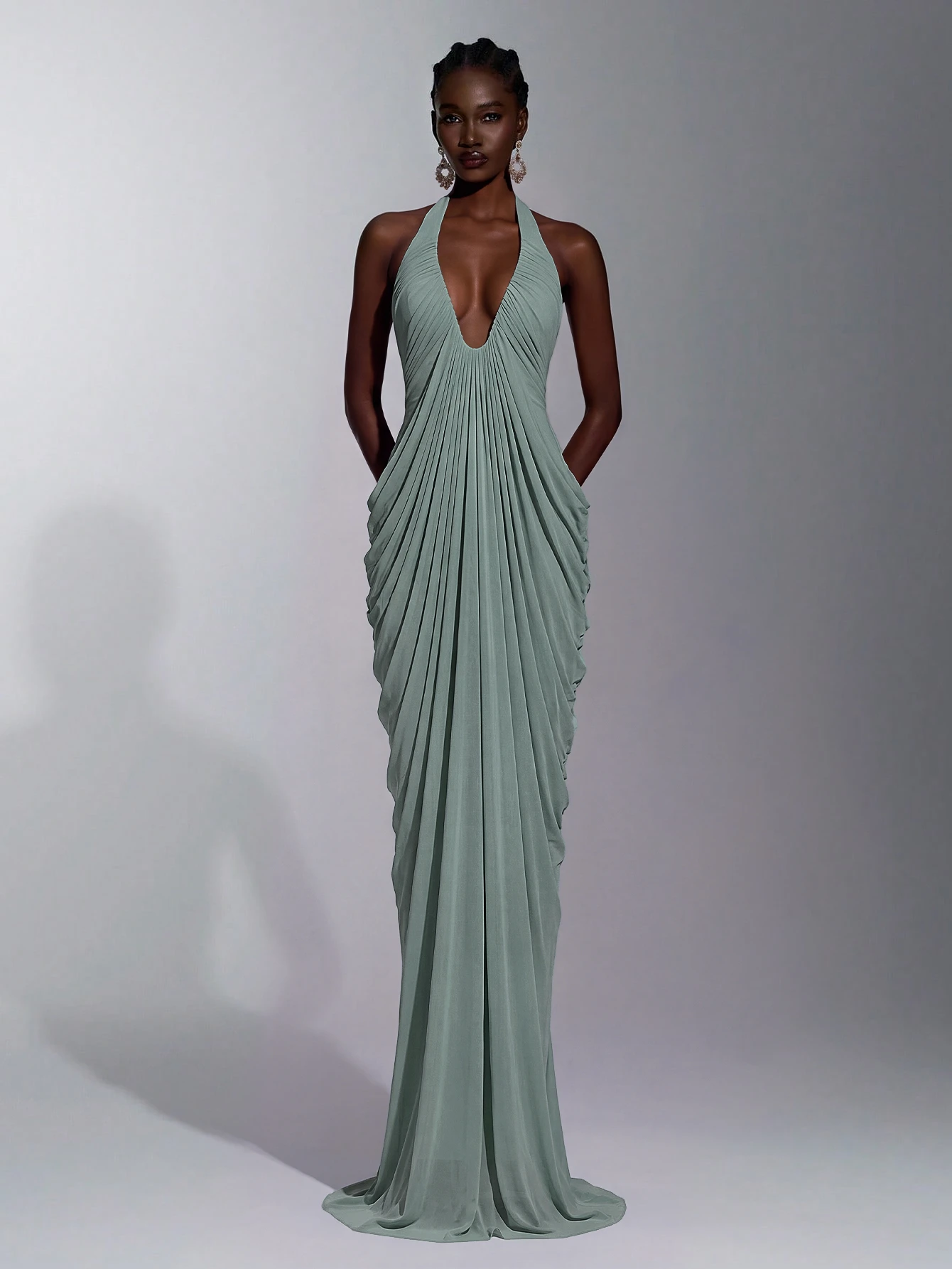 Elitara Robe de soirée longue élégante romantique minimaliste mode blanche en maille — vue 5