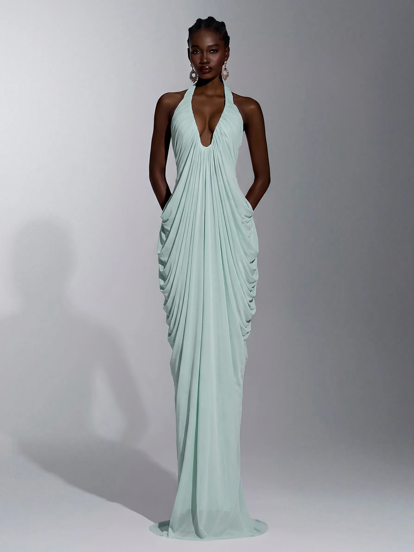 Elitara Robe de soirée longue élégante romantique minimaliste mode blanche en maille — vue 6