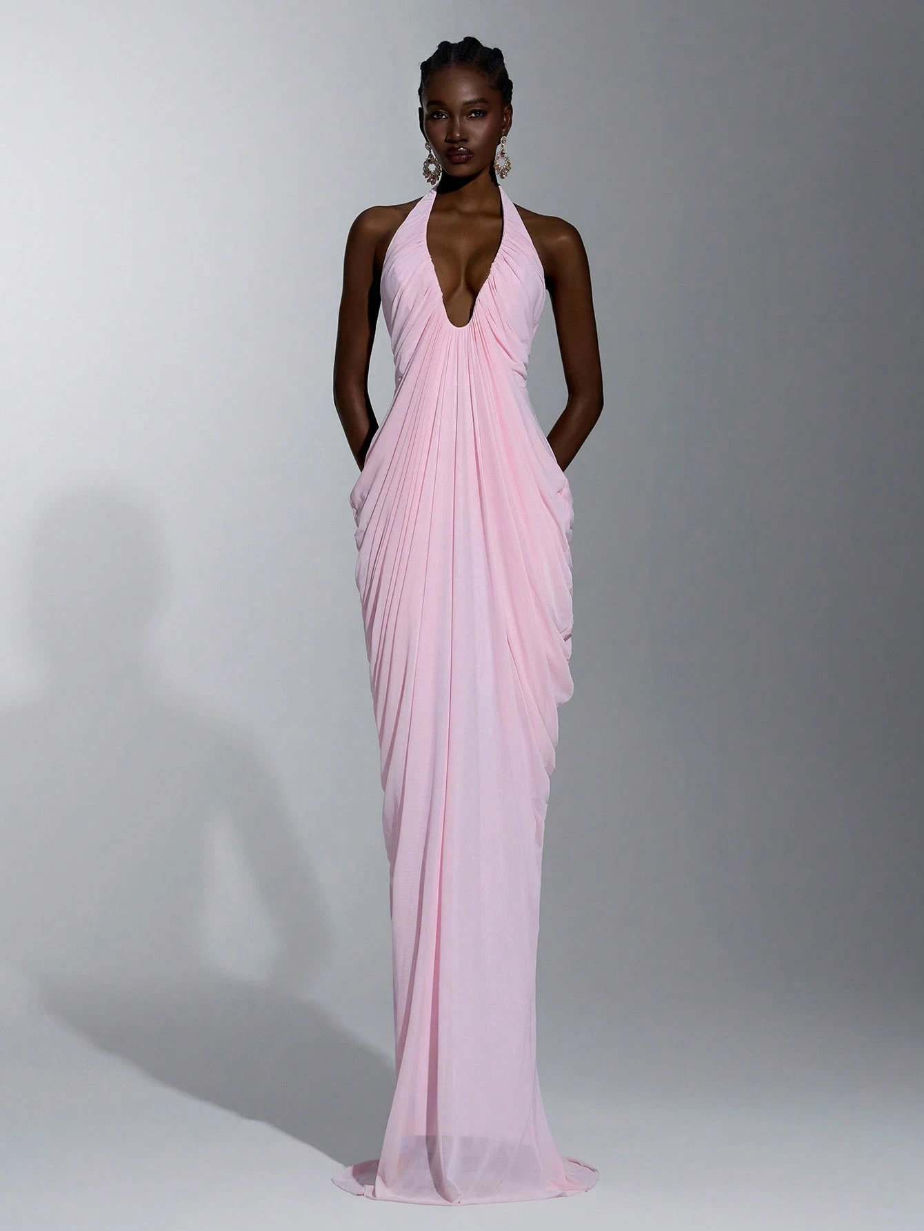 Elitara Robe de soirée longue élégante romantique minimaliste mode blanche en maille — vue 7