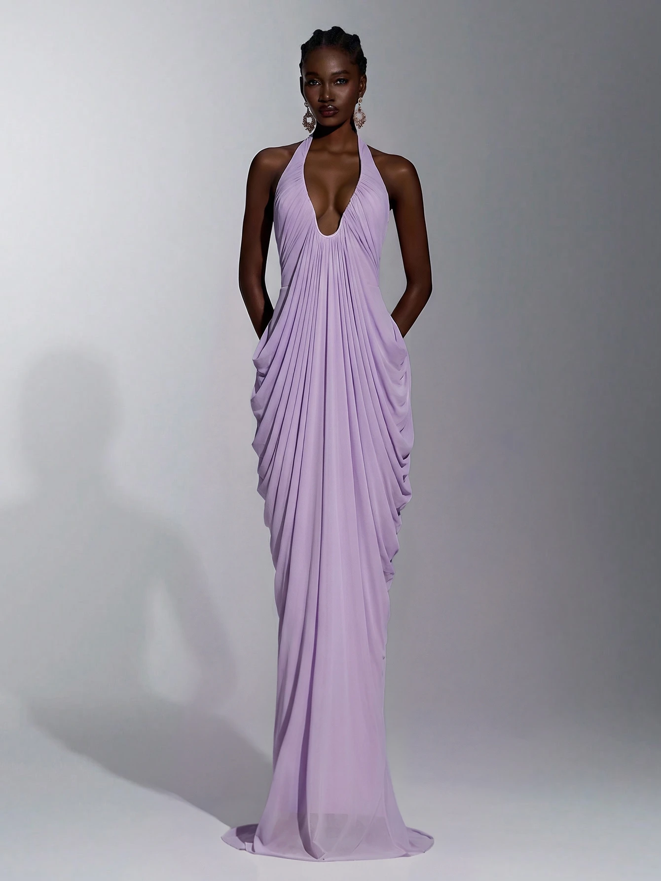 Elitara Robe de soirée longue élégante romantique minimaliste mode blanche en maille — vue 8