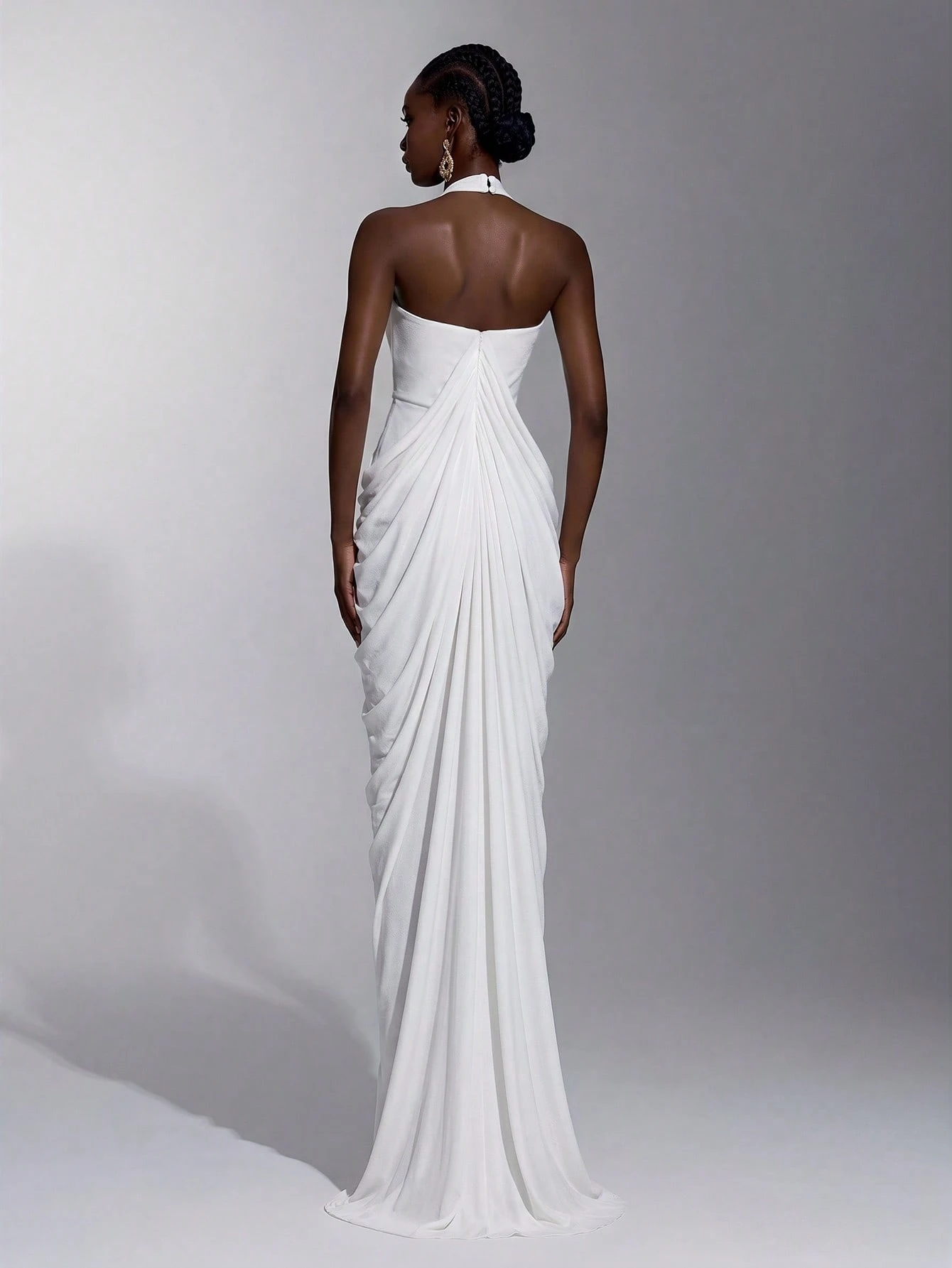 Elitara Robe de soirée longue élégante romantique minimaliste mode blanche en maille — vue 12