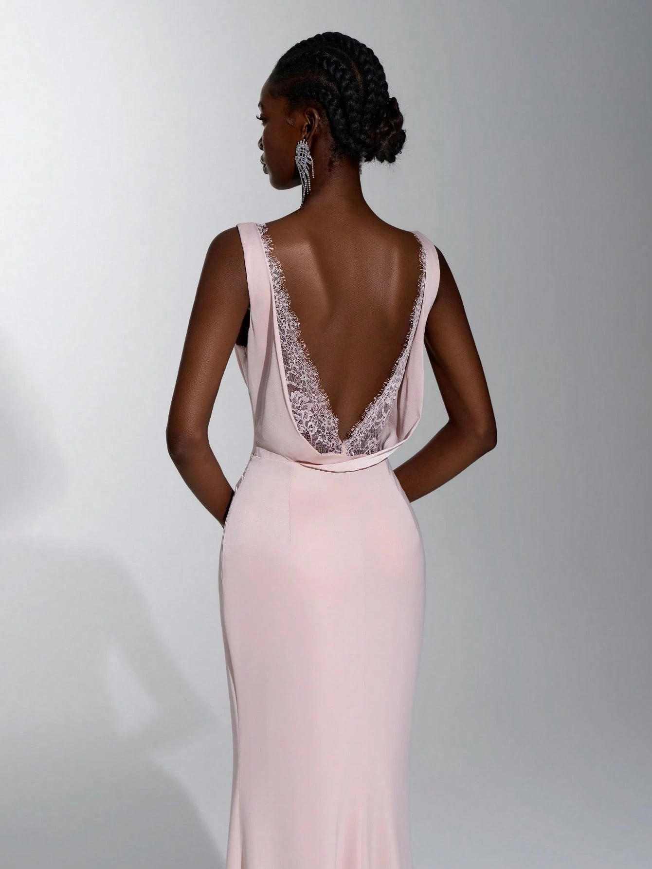 Elitara Robe de demoiselle d'honneur élégante, formelle et luxueuse, rose bébé, col — vue 3