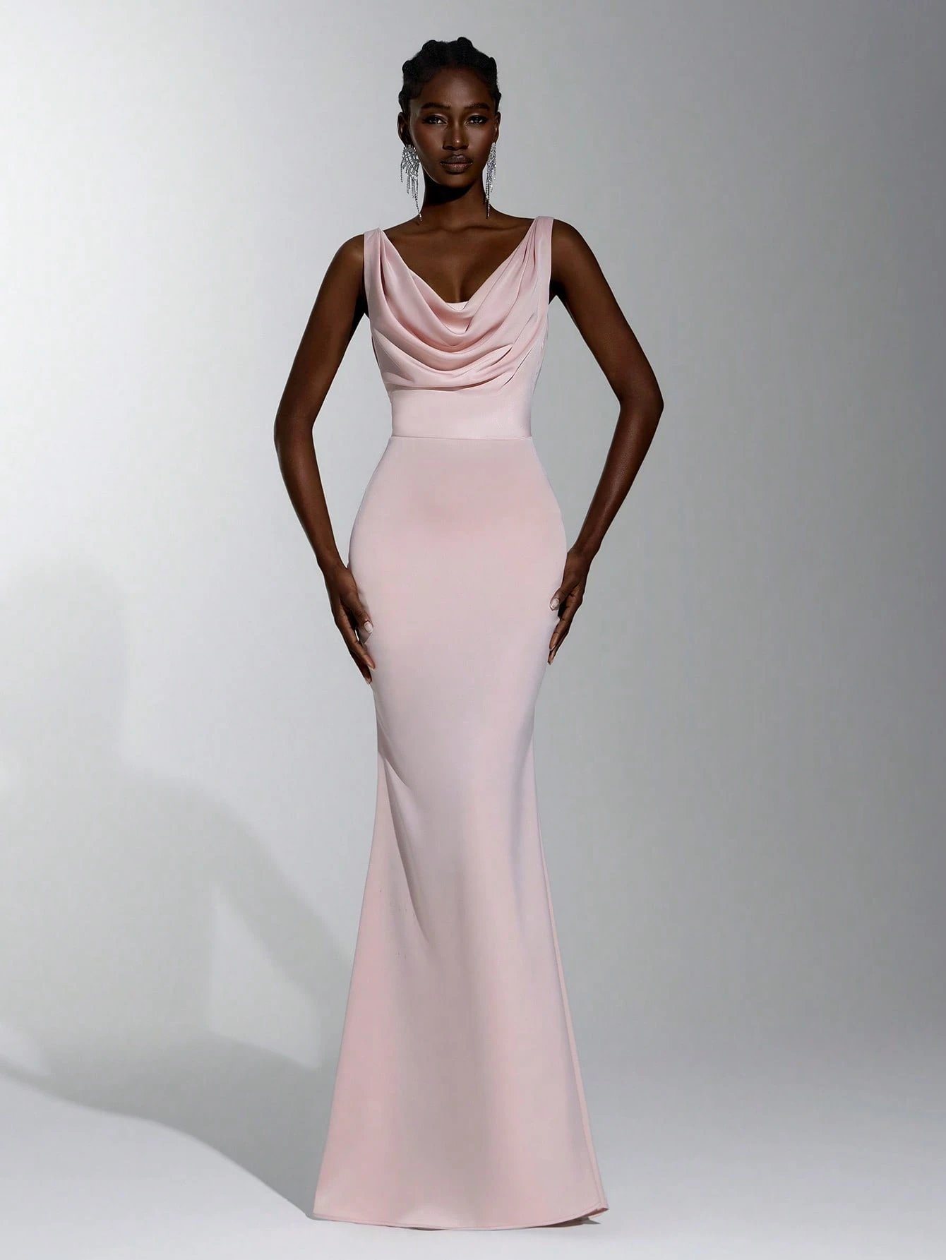 Elitara Robe de demoiselle d'honneur élégante, formelle et luxueuse, rose bébé, col — vue 5