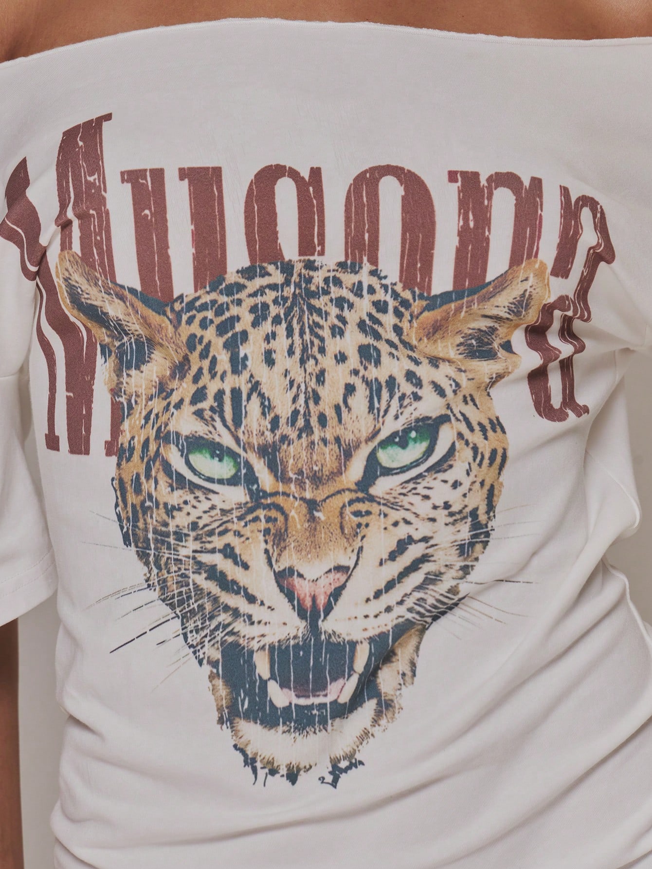 MUSERA Robe mini t-shirt ajustée épaules dénudées imprimé léopard graphique style cool — vue 5