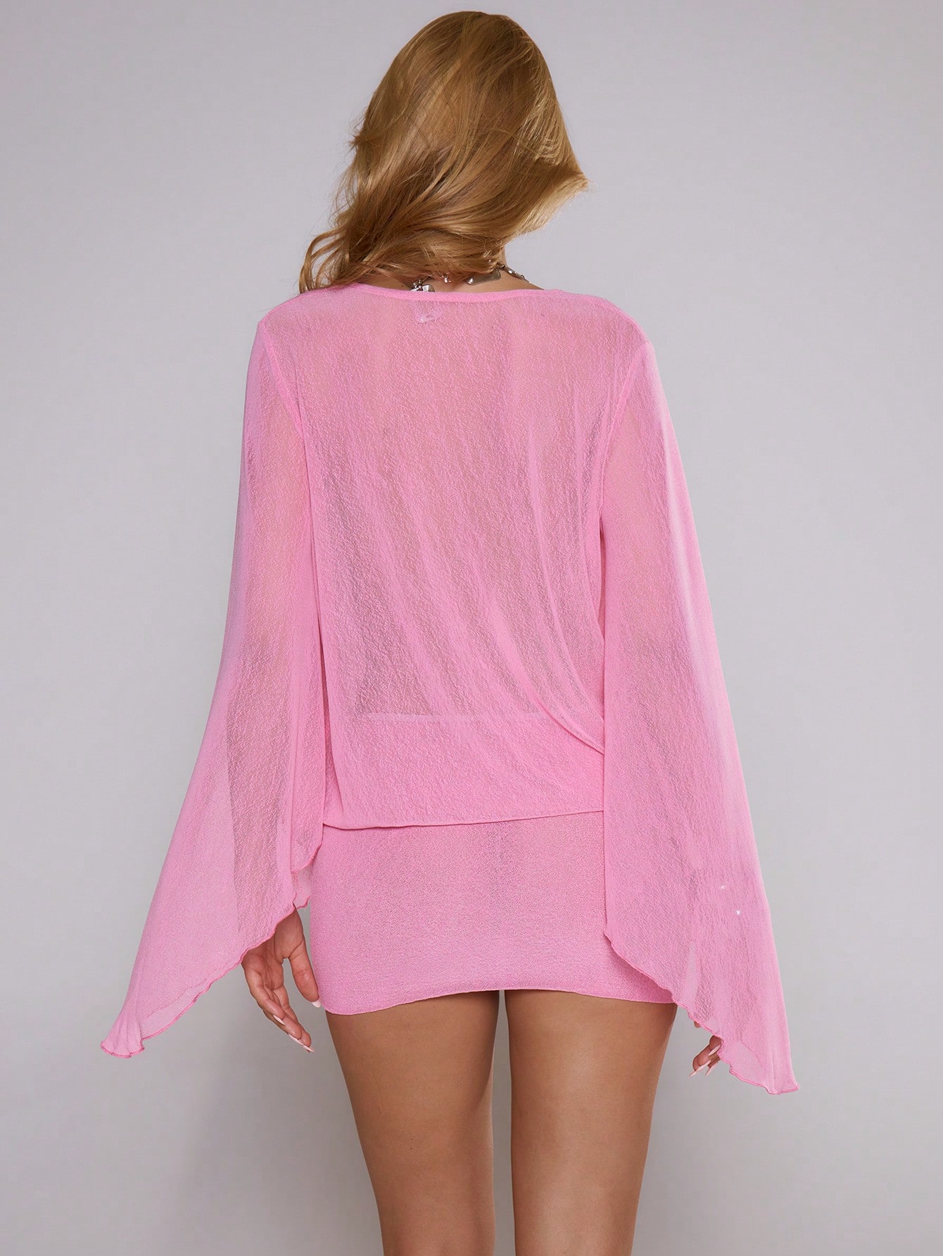 X YERIMUA MUSERA Robe mini transparente à décolleté plongeant et manches évasées — vue 8