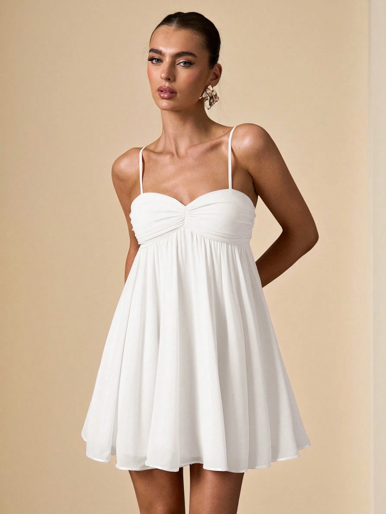 Robe d'été sans manches à fines bretelles, rose unicolore, élégante, douce et — vue 6