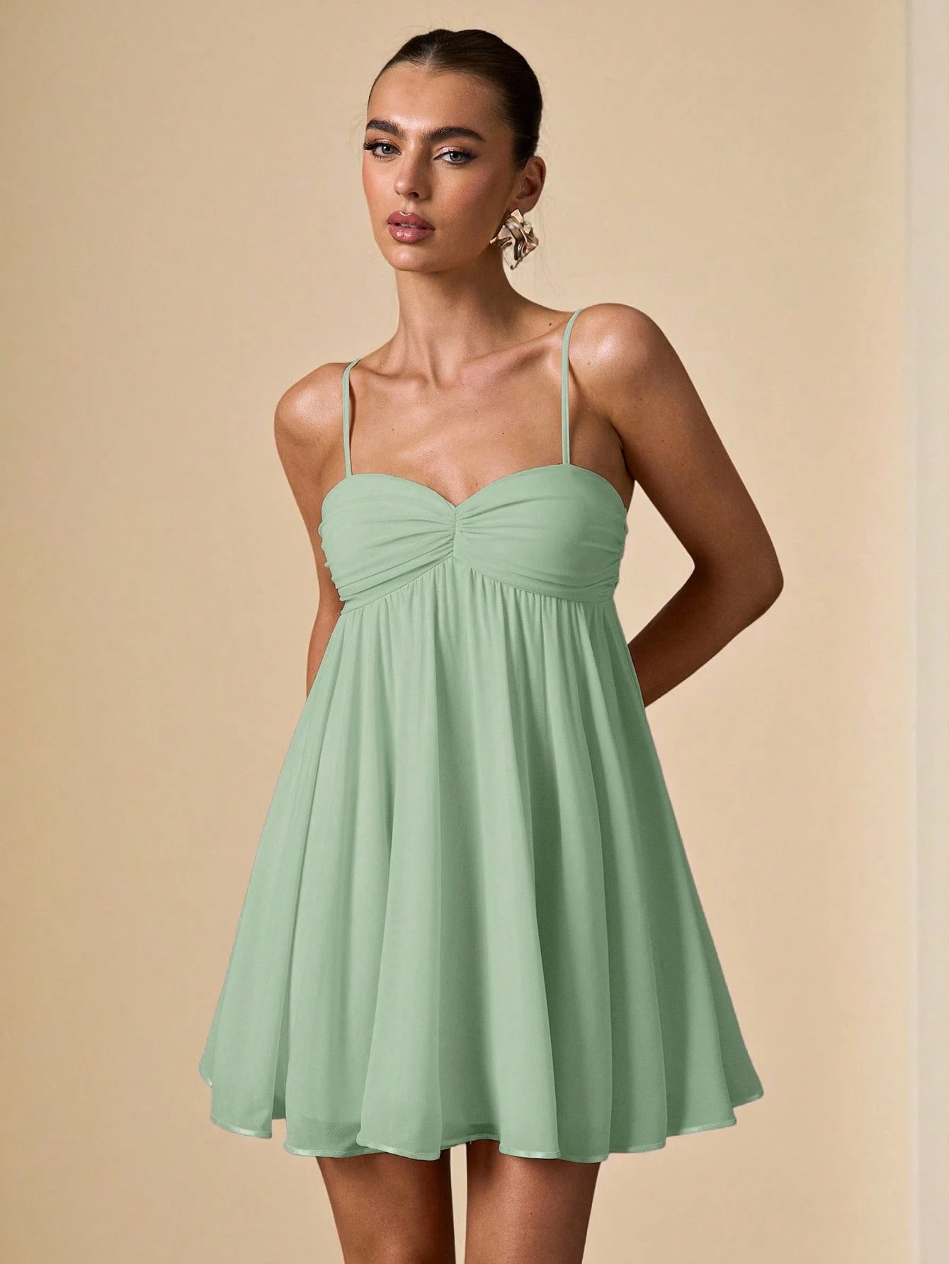Robe d'été sans manches à fines bretelles, rose unicolore, élégante, douce et — vue 7