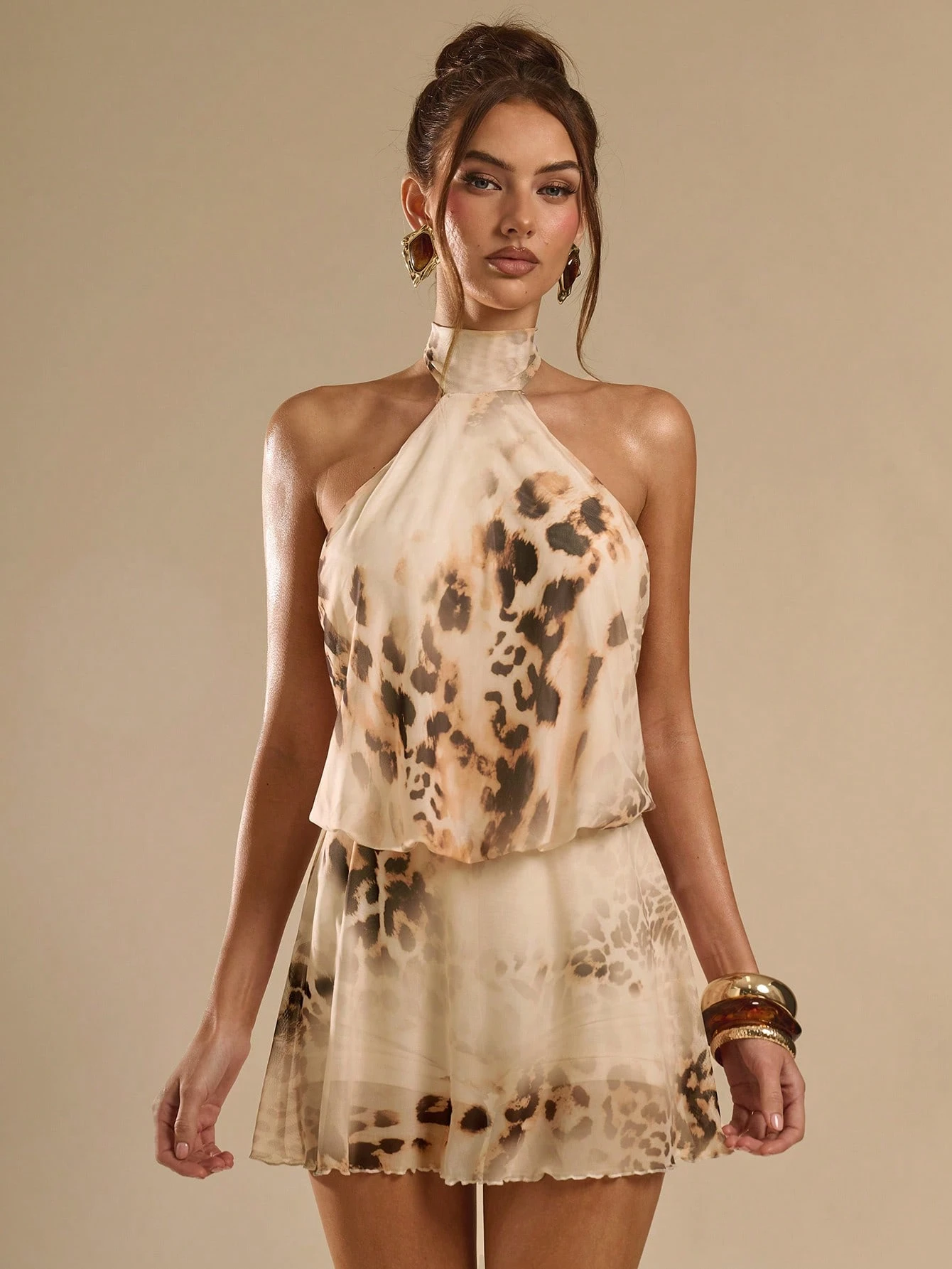 Robe de soirée à la mode pour rendez-vous, col ras-du-cou, couleur unie pour — vue 3