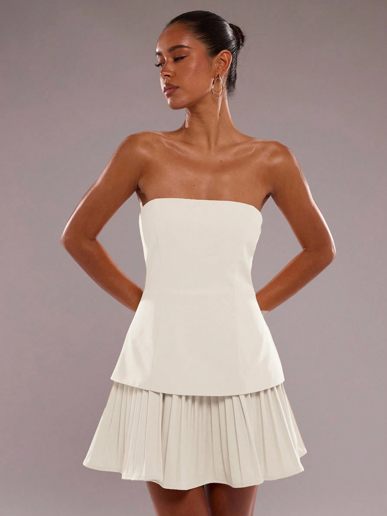 Robe sans manches à volants superposés de couleur unie pour femmes — vue 2