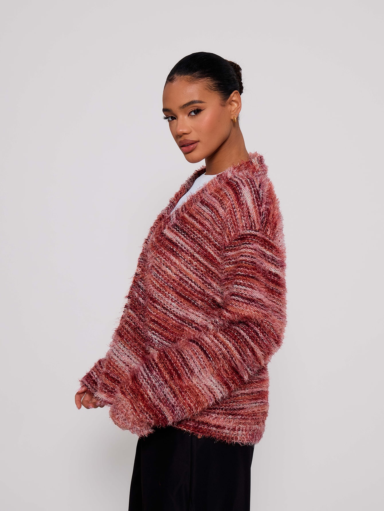 MUSERA Cardigan texturé surdimensionné, style décontracté printemps Y2K années 90, — vue 3
