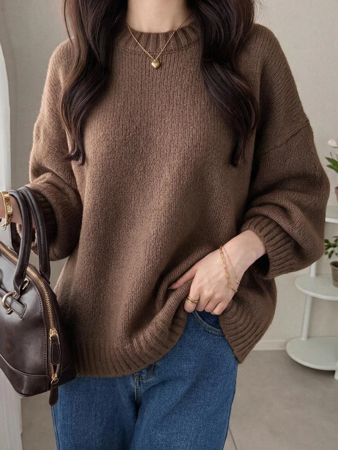DAZY Pull sans blouse à épaules tombantes, manches longues, vêtements d'automne — vue 9