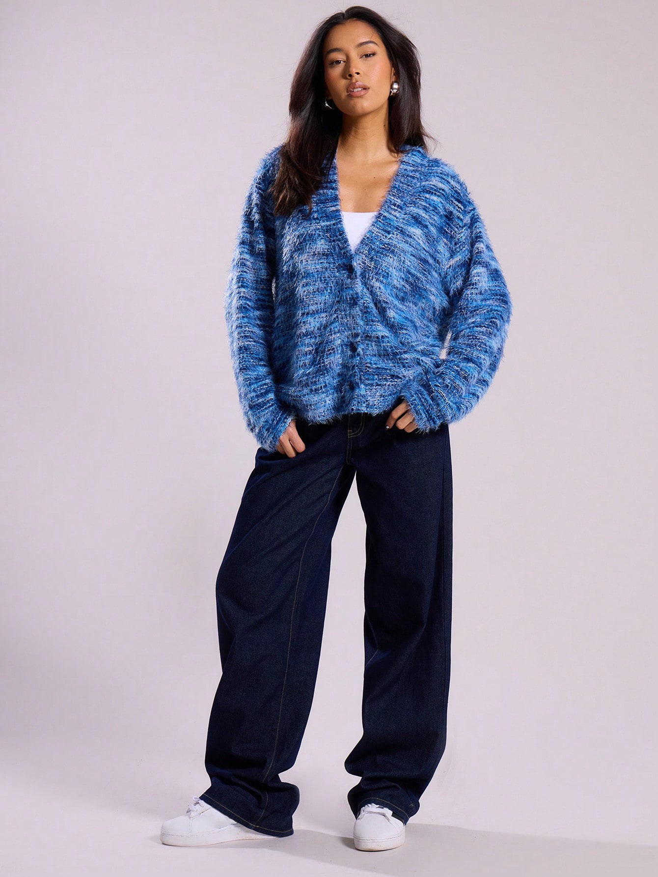 MUSERA Cardigan texturé surdimensionné, style décontracté printemps Y2K années 90, — vue 10