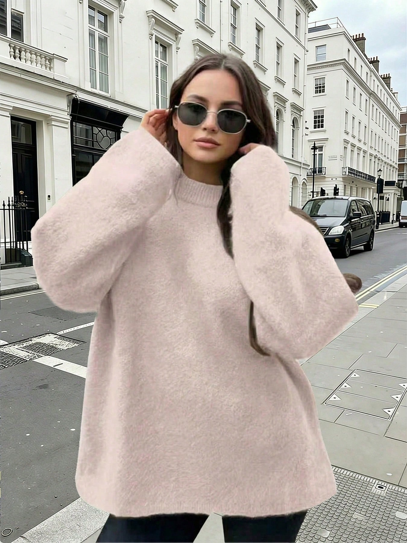 T-shirt décontracté à manches longues pour femmes, Top ample à col rond pour