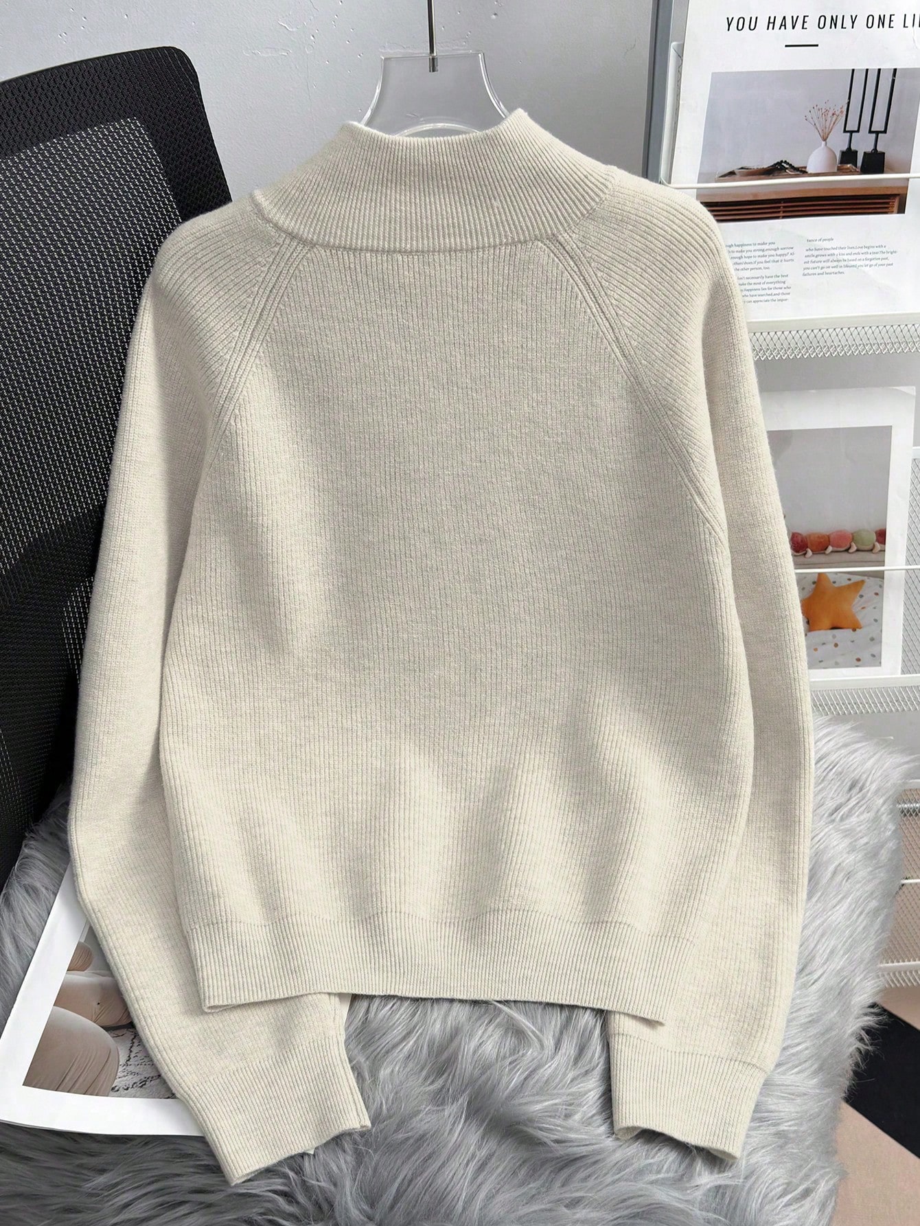 Cardigan zippé pour femmes, pull oversize en tricot côtelé de style moyen-oriental, veste — vue 12