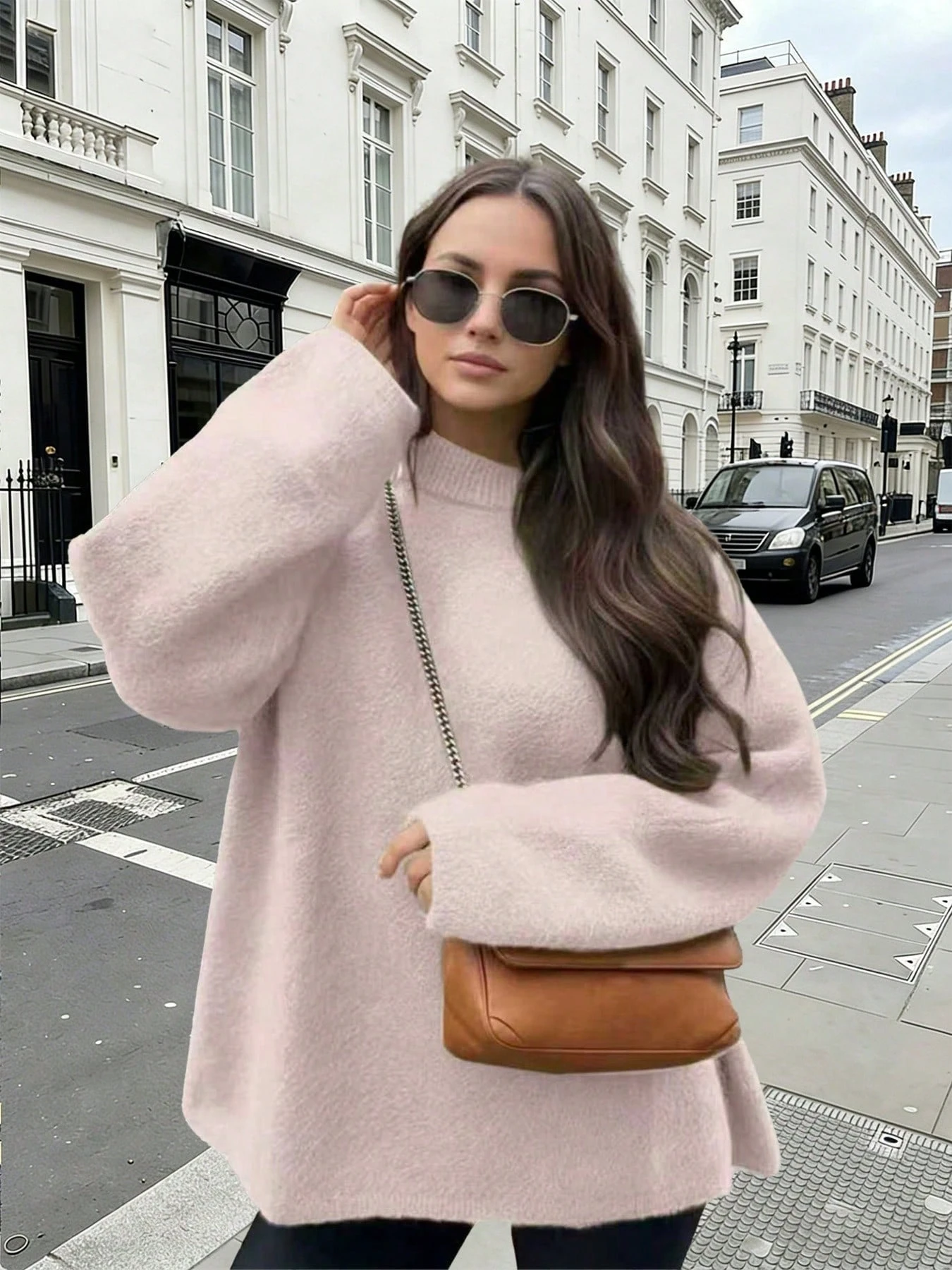 T-shirt décontracté à manches longues pour femmes, Top ample à col rond pour — vue 11