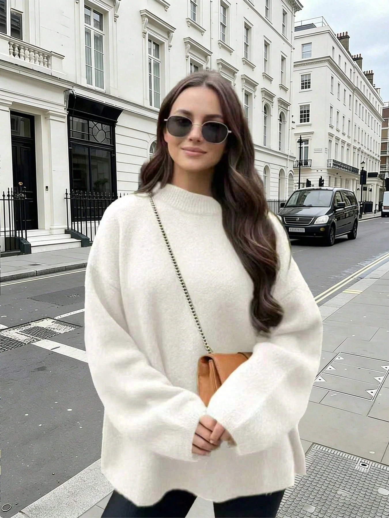 T-shirt décontracté à manches longues pour femmes, Top ample à col rond pour — vue 8
