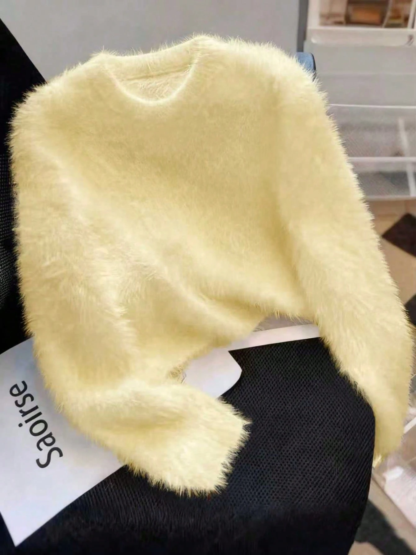 Pull en cachemire de vison blanc pour femmes, top tricoté court, tenue élégante pour tous — vue 4