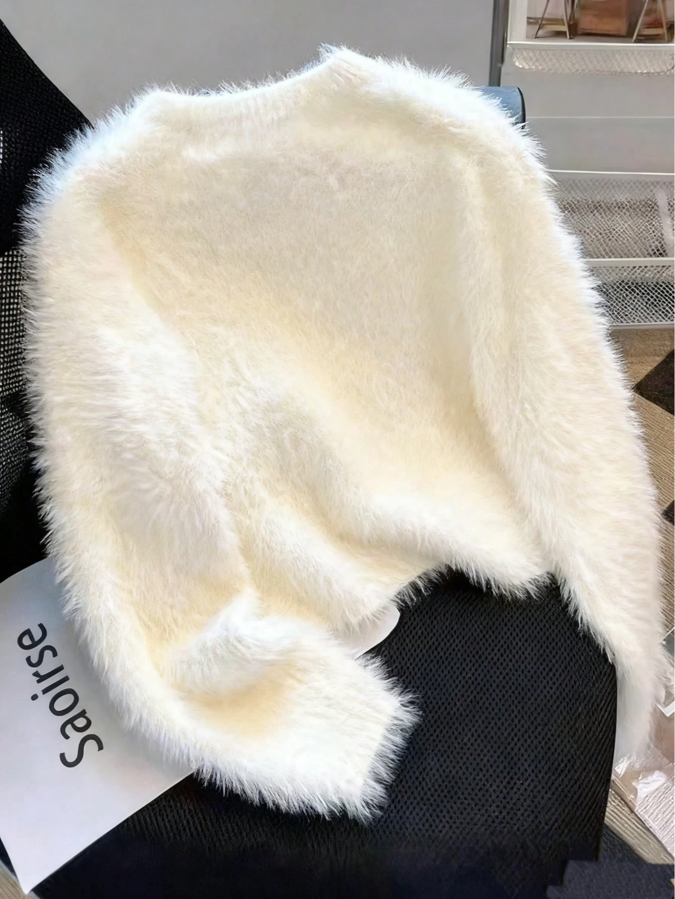 Pull en cachemire de vison blanc pour femmes, top tricoté court, tenue élégante pour tous — vue 8