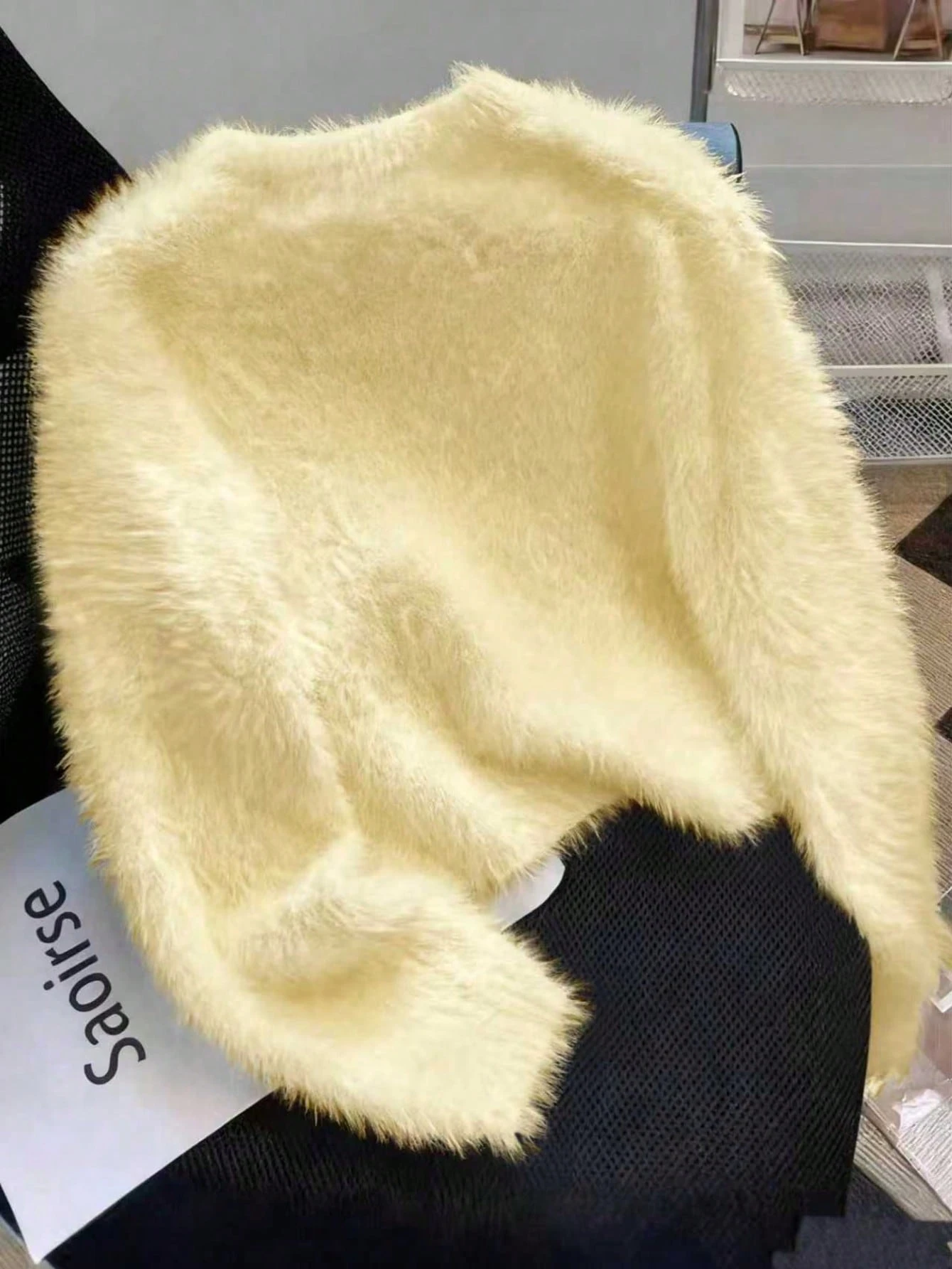 Pull en cachemire de vison blanc pour femmes, top tricoté court, tenue élégante pour tous — vue 11