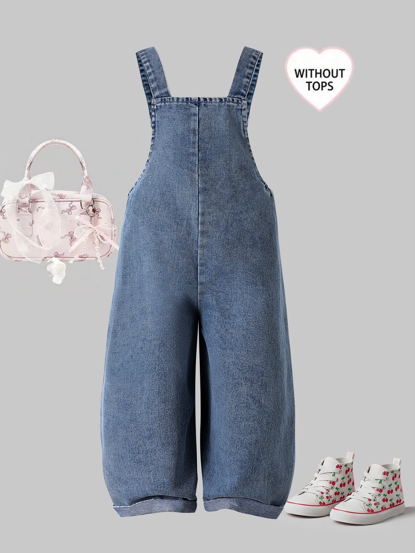 Genkimix Kids Salopette en jean pour jeunes filles, style polyvalent, pour — vue 3