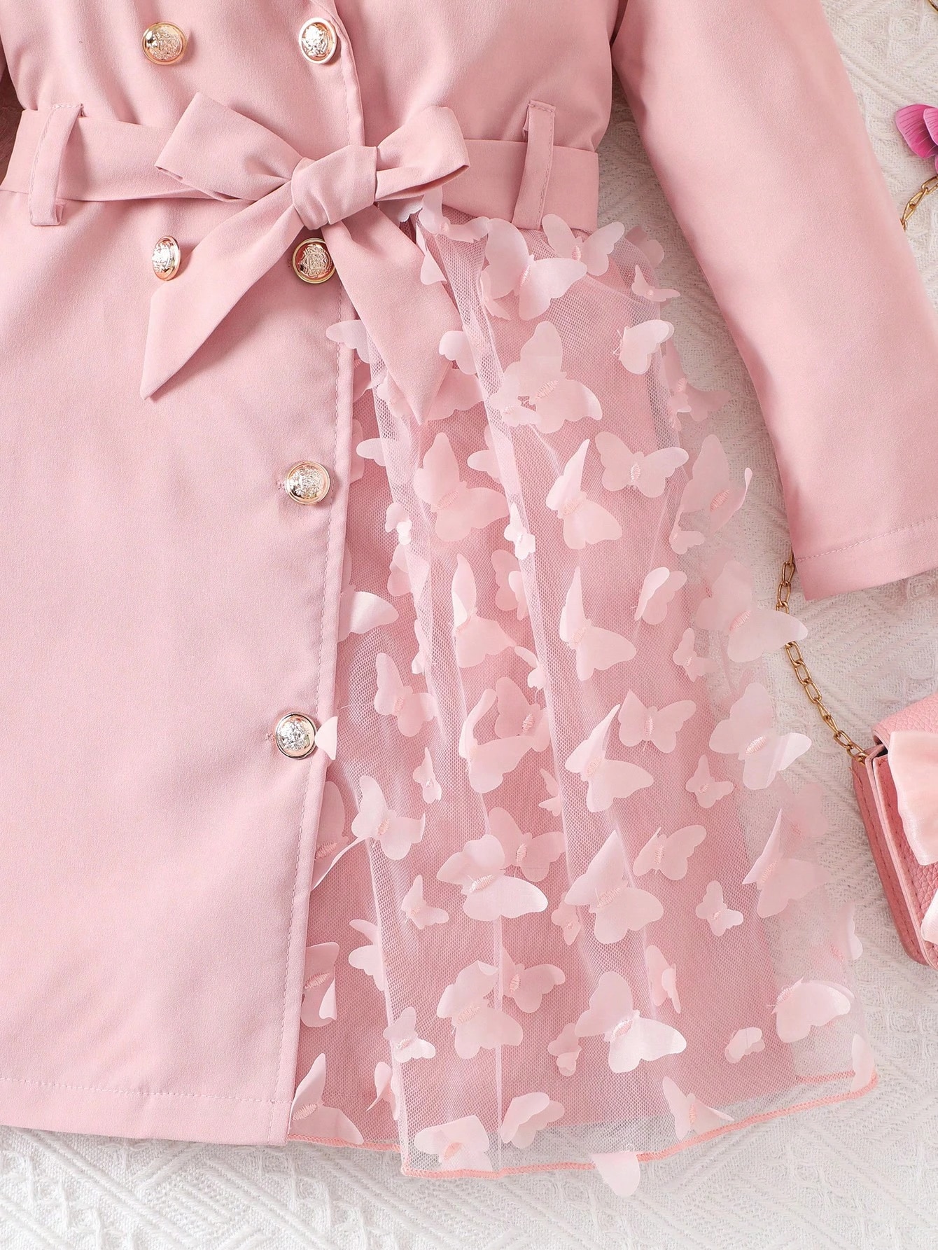 Manteau élégant et à la mode pour jeune fille avec revers, manches longues et — vue 6