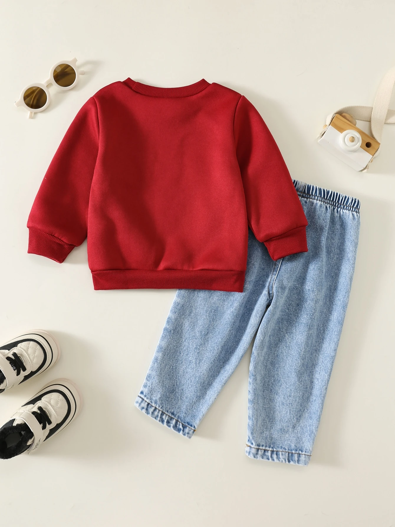 Ensemble 2 pièces Sweat-shirt-shirt épais doublé thermique mignon pour bébé — vue 2