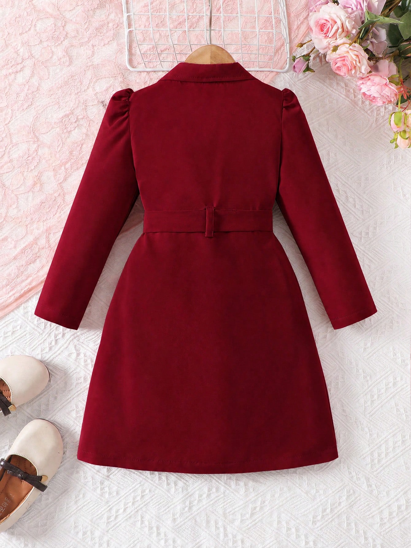 Manteau élégant et à la mode pour jeune fille avec revers, manches longues et — vue 3