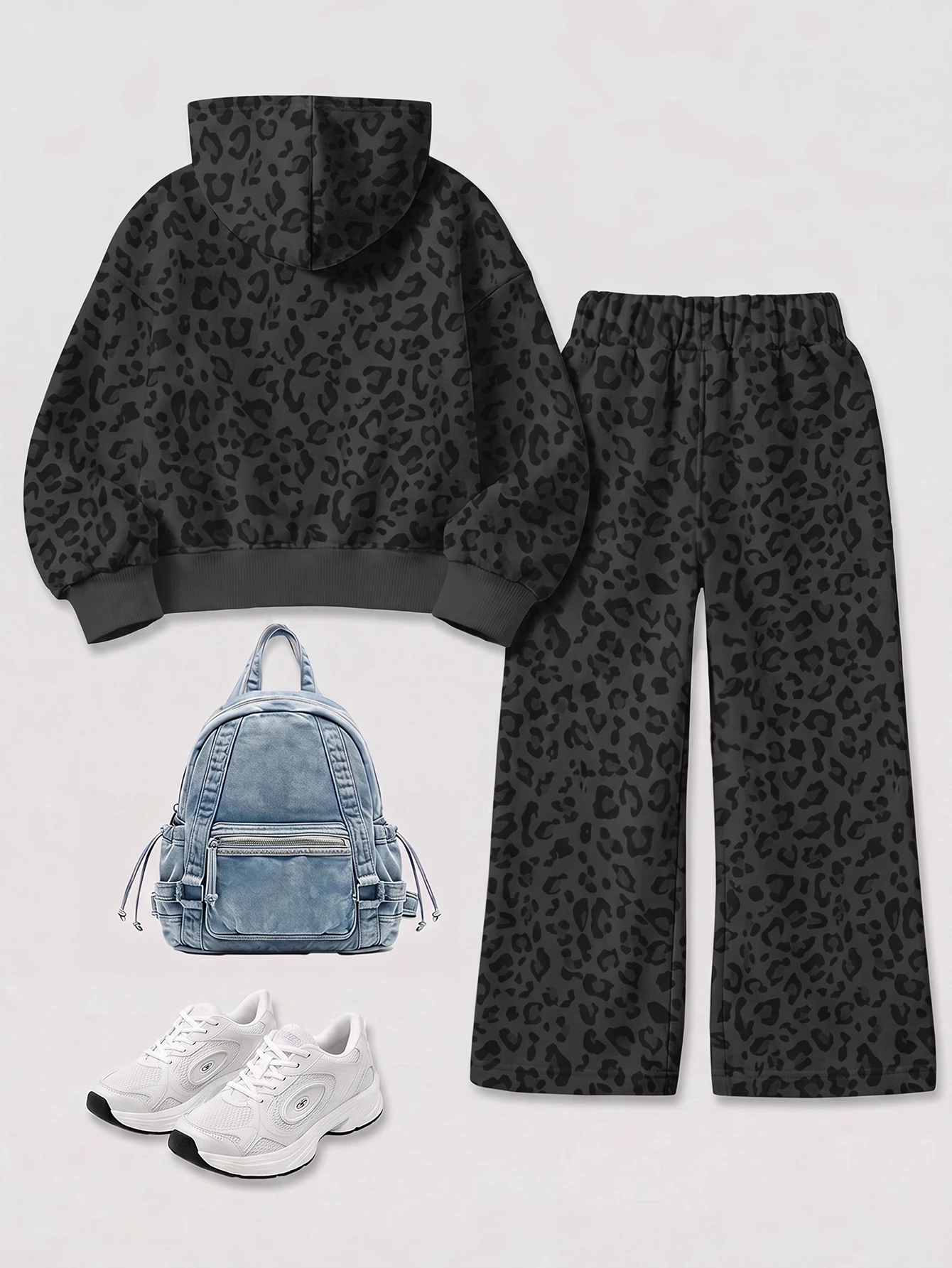 Ensemble sweat-shirt à capuche et pantalon de survêtement ample pour fille tout-petite, — vue 2