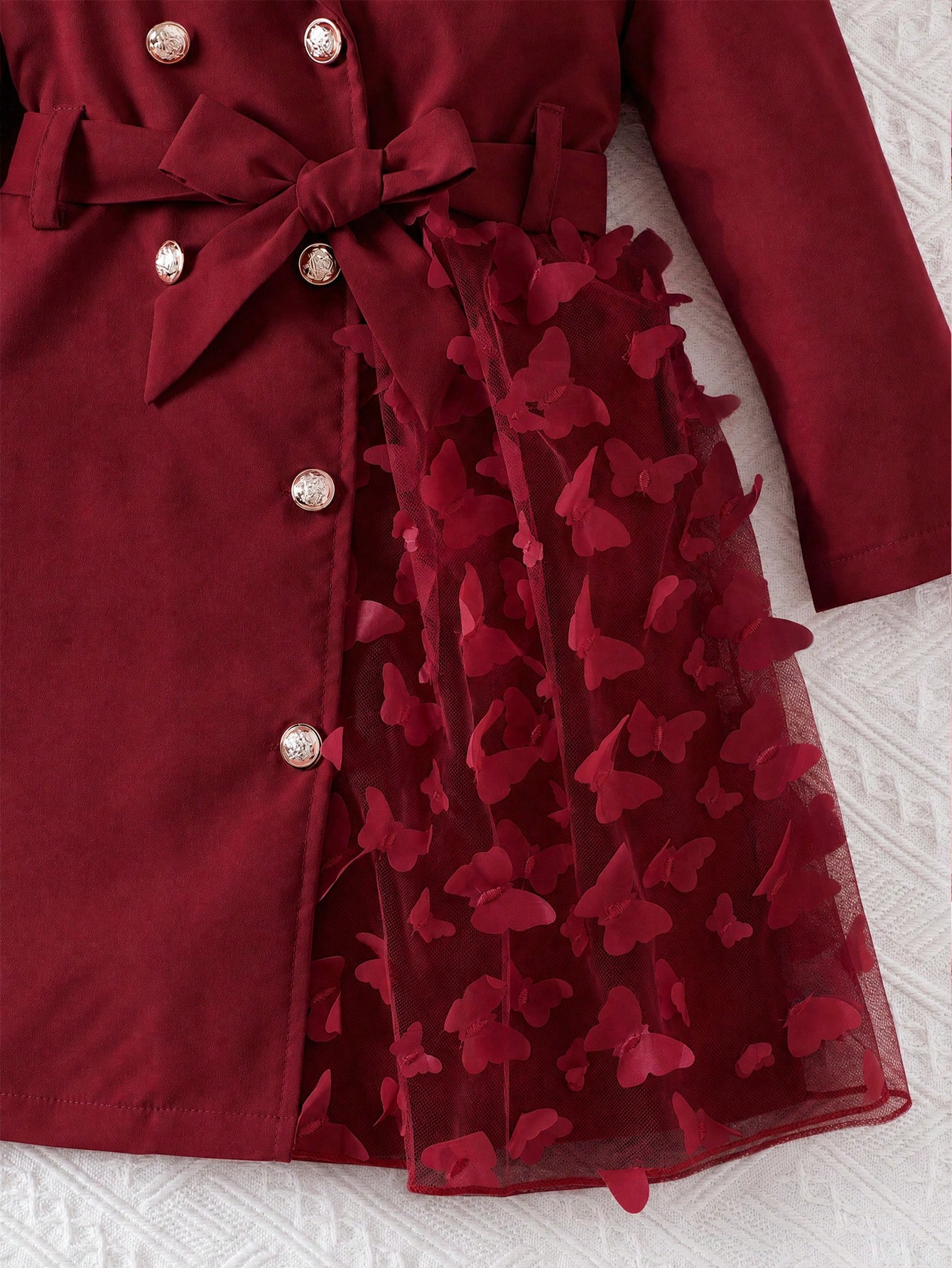Manteau élégant et à la mode pour jeune fille avec revers, manches longues et — vue 5