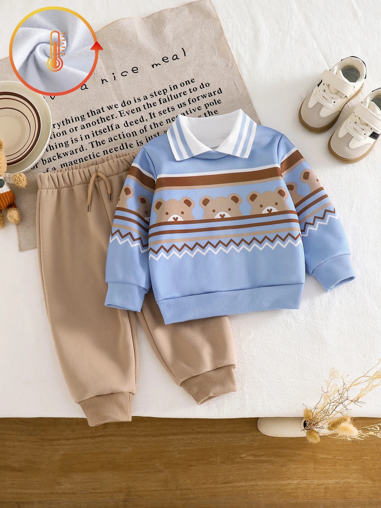 2 pièces/Ensemble Bébé Garçon Nouveau-né Tout-petit Nourrisson Style Académie — vue 2
