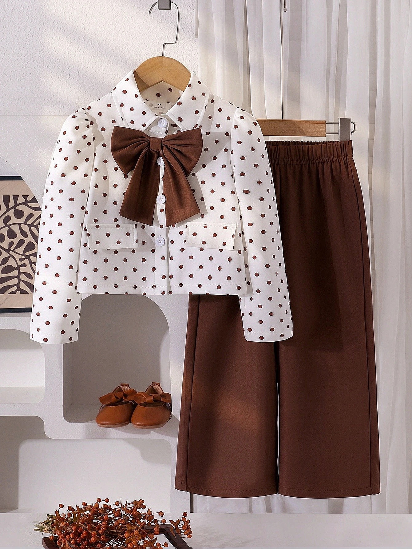 Ensemble de tenue en tweed printemps-automne pour filles, Top blanc cassé avec — vue 2