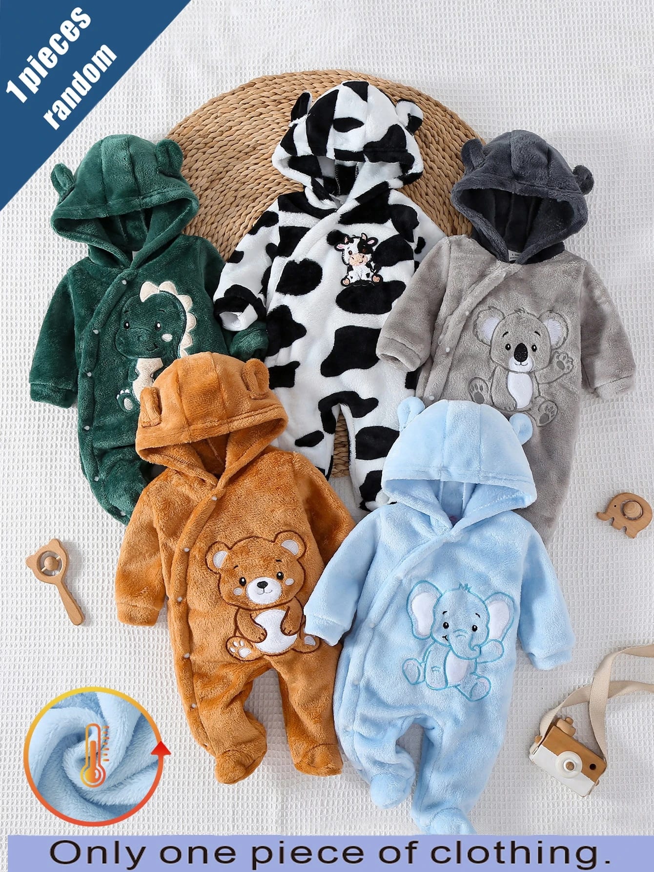 Barboteuse à pieds en flanelle double face à manches longues pour nouveau-nés, motif