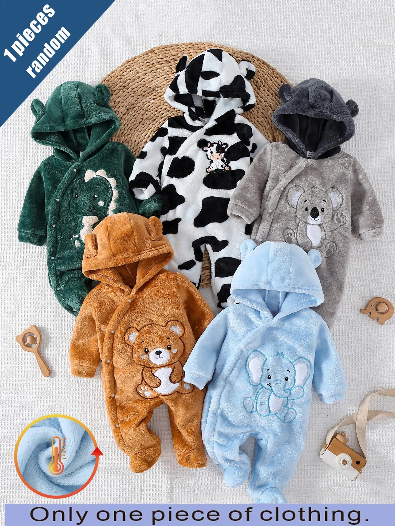 Barboteuse à pieds en flanelle double face à manches longues pour nouveau-nés, motif