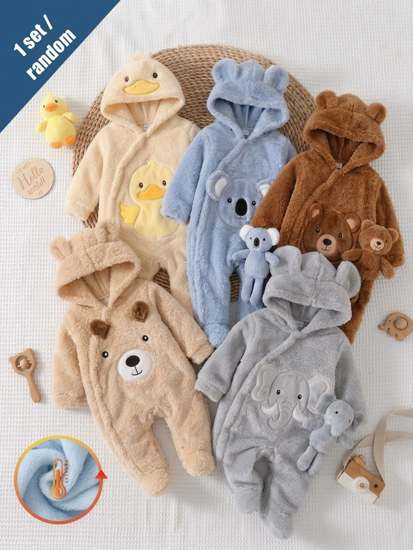 Barboteuse à pieds en flanelle double face à manches longues pour nouveau-nés, motif — vue 2
