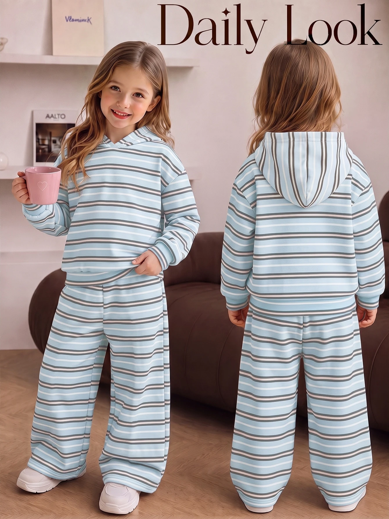 Ensemble sweat-shirt à capuche et pantalon de survêtement ample pour fille tout-petite, — vue 10