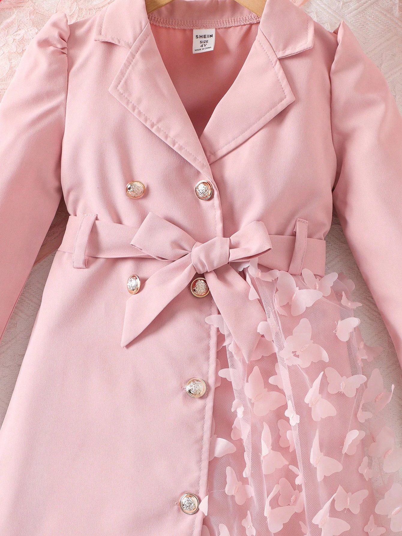 Manteau élégant et à la mode pour jeune fille avec revers, manches longues et — vue 12