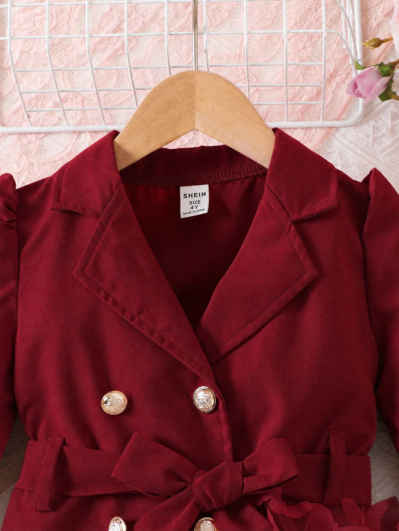 Manteau élégant et à la mode pour jeune fille avec revers, manches longues et — vue 7