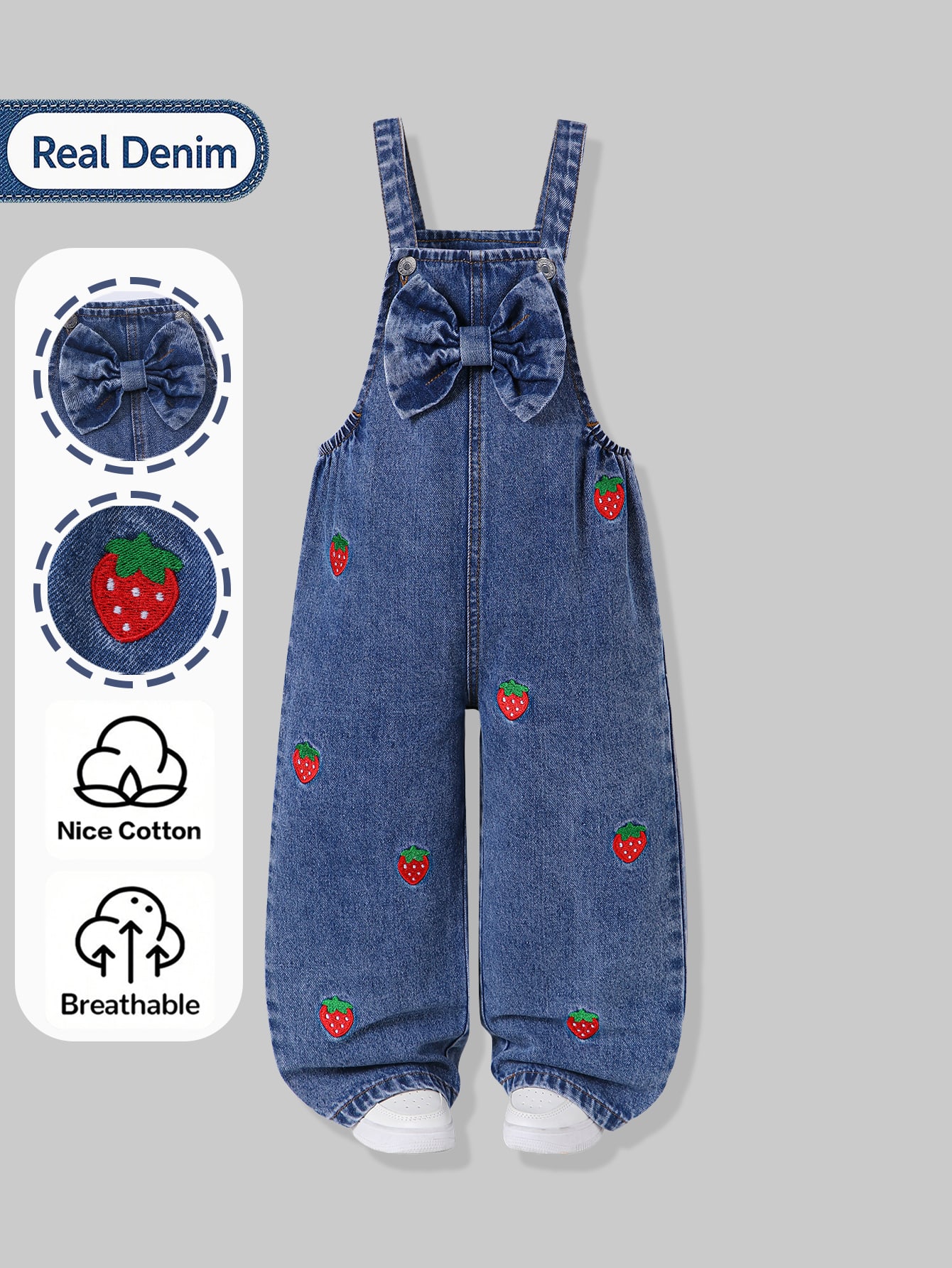 Genkimix Kids Salopette en jean pour jeunes filles, style polyvalent, pour — vue 8