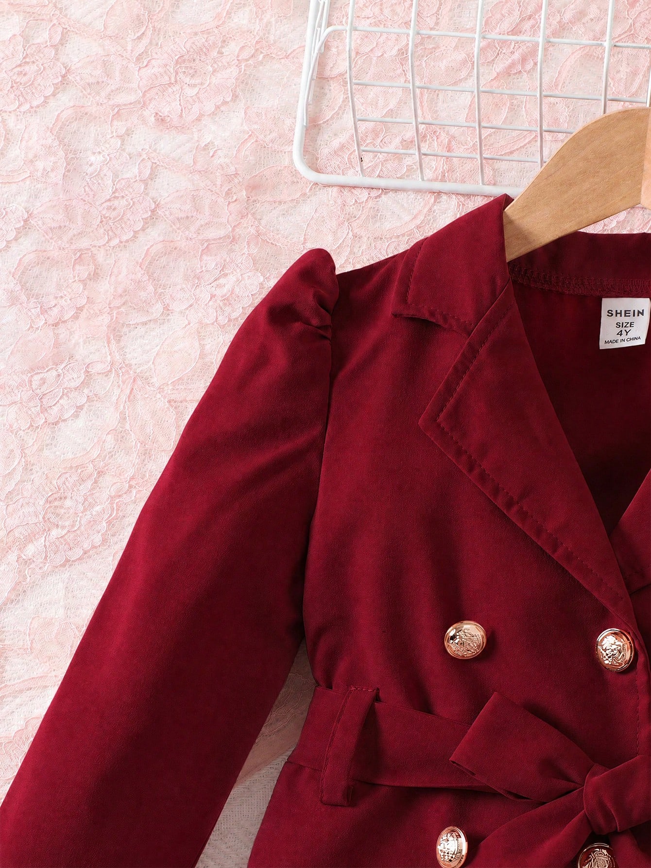 Manteau élégant et à la mode pour jeune fille avec revers, manches longues et — vue 9