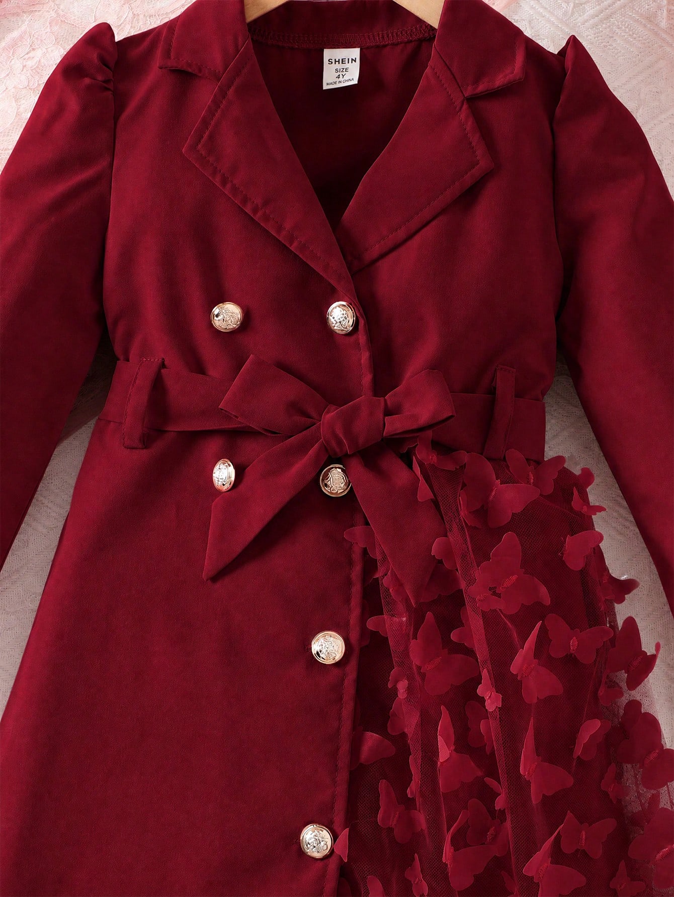 Manteau élégant et à la mode pour jeune fille avec revers, manches longues et — vue 11