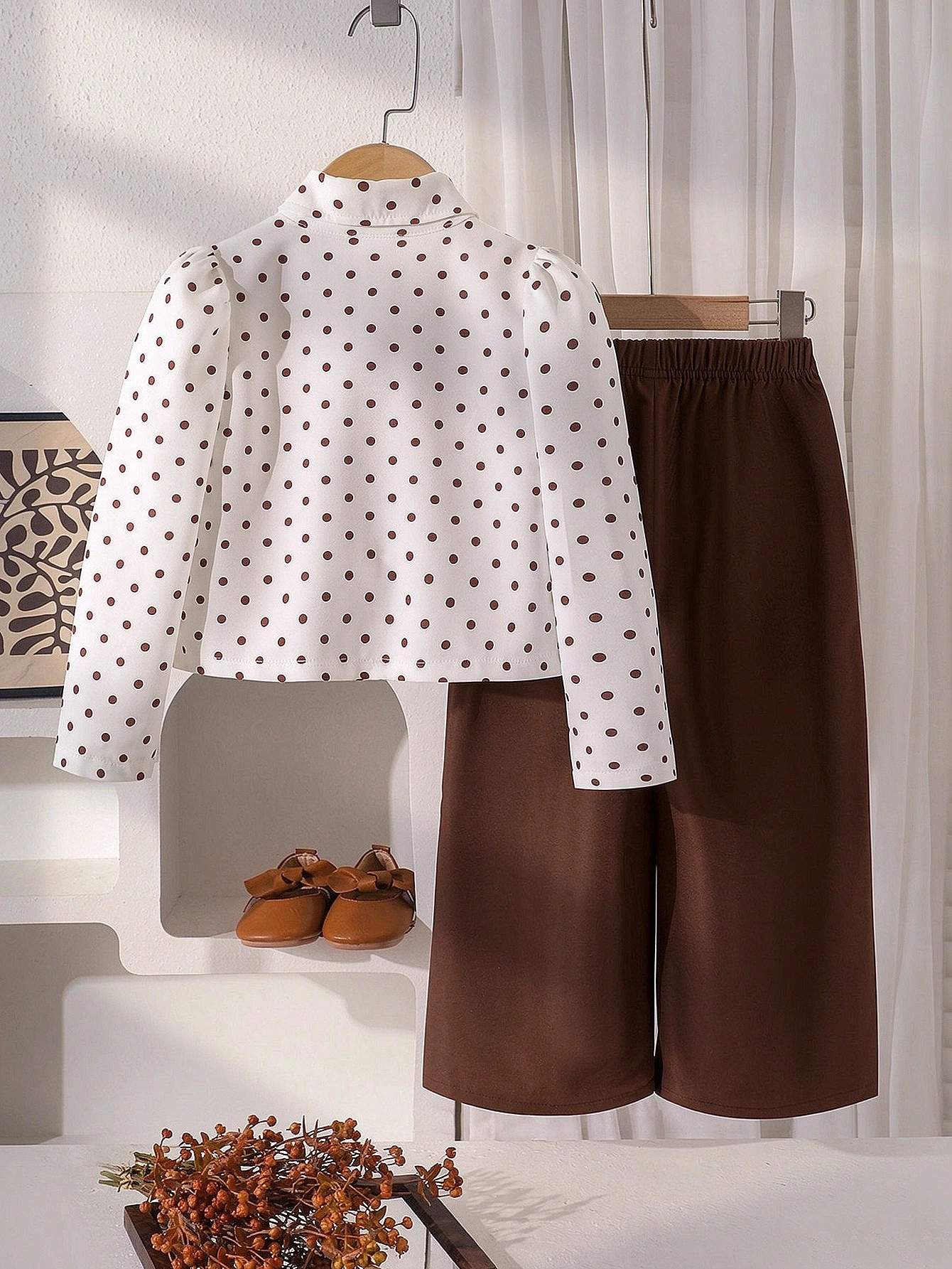 Ensemble de tenue en tweed printemps-automne pour filles, Top blanc cassé avec — vue 11