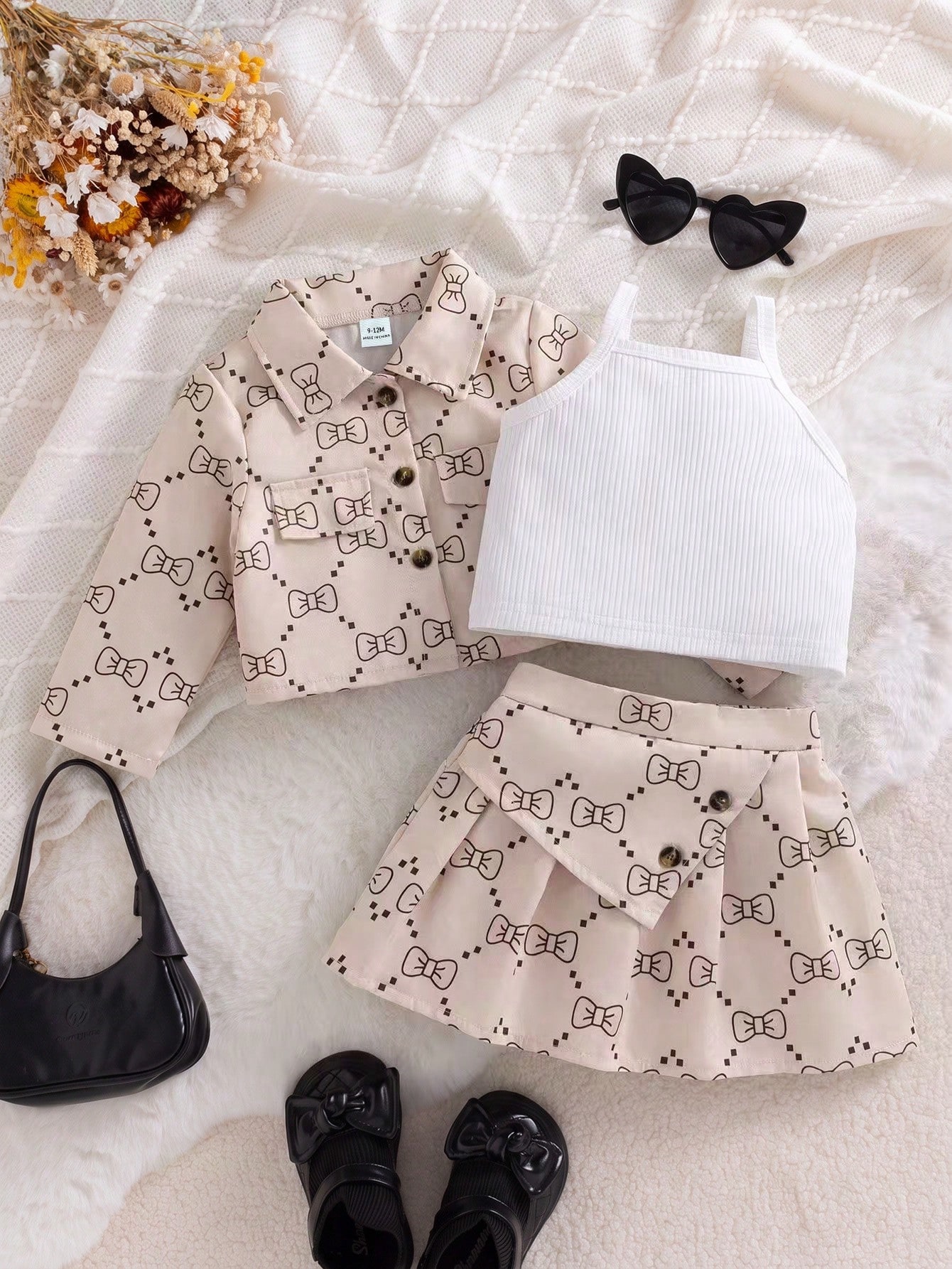 Vêtements pour bébé fille automne élégant mignon décontracté ensemble 3 pièces avec
