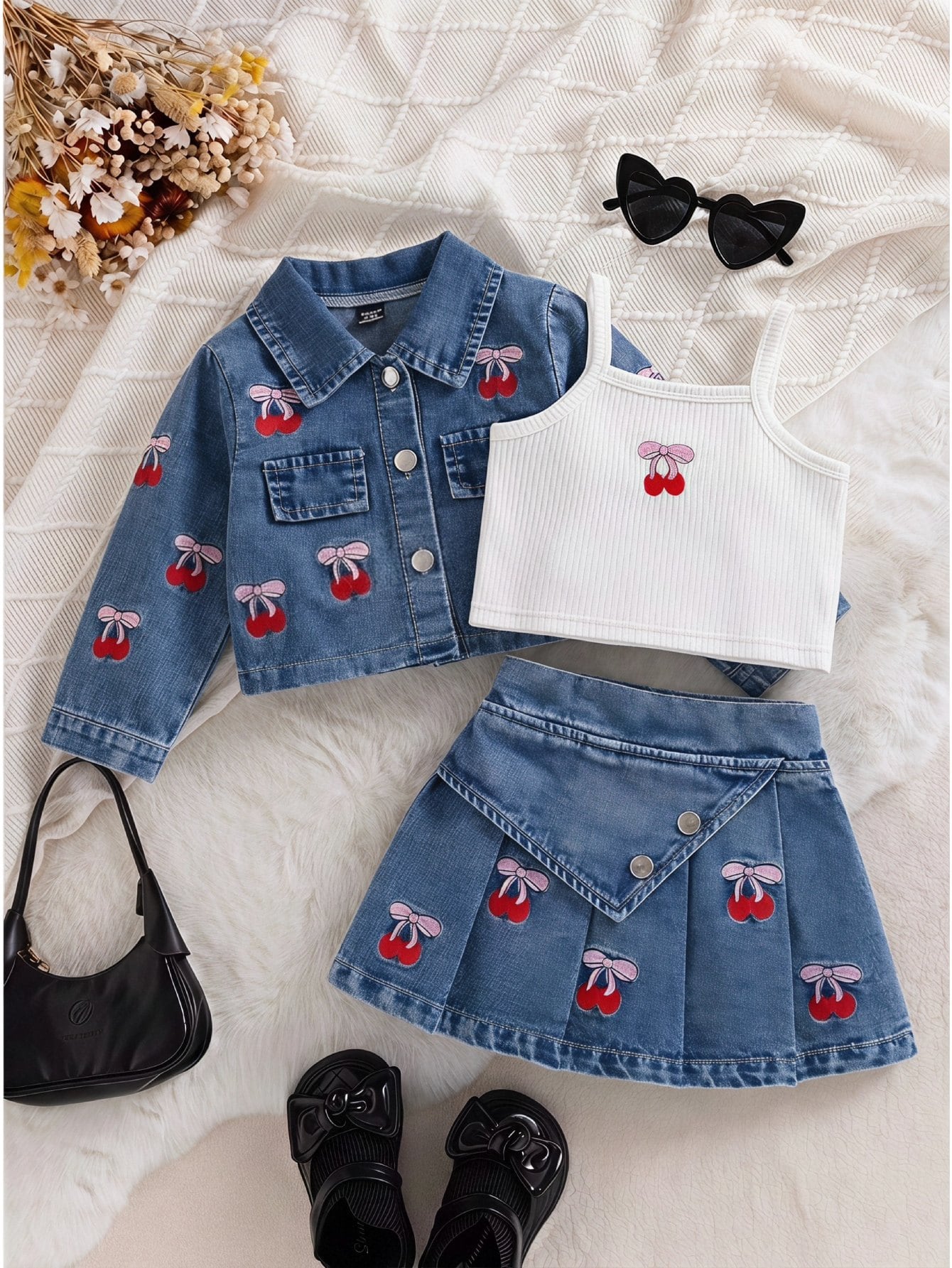 Vêtements pour bébé fille automne élégant mignon décontracté ensemble 3 pièces avec — vue 2