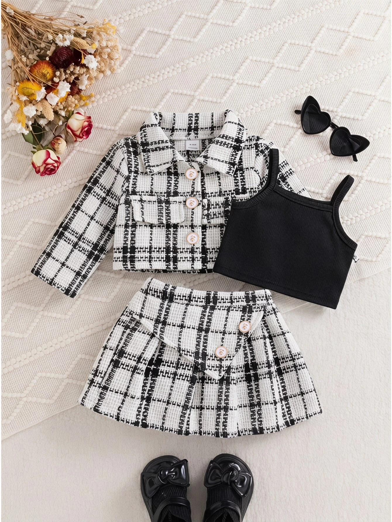 Vêtements pour bébé fille automne élégant mignon décontracté ensemble 3 pièces avec — vue 4