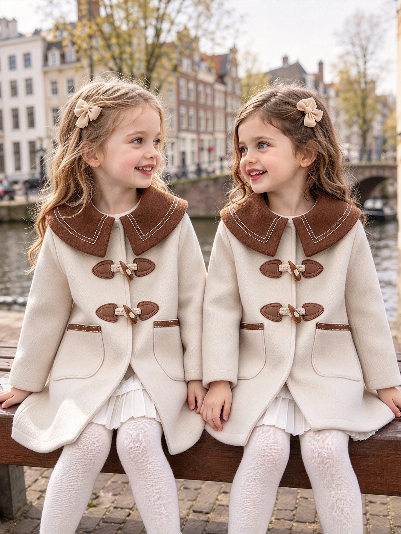 Elladie kids Veste-cardigan en laine pour jeunes filles, décoration mode avec cordon de — vue 3
