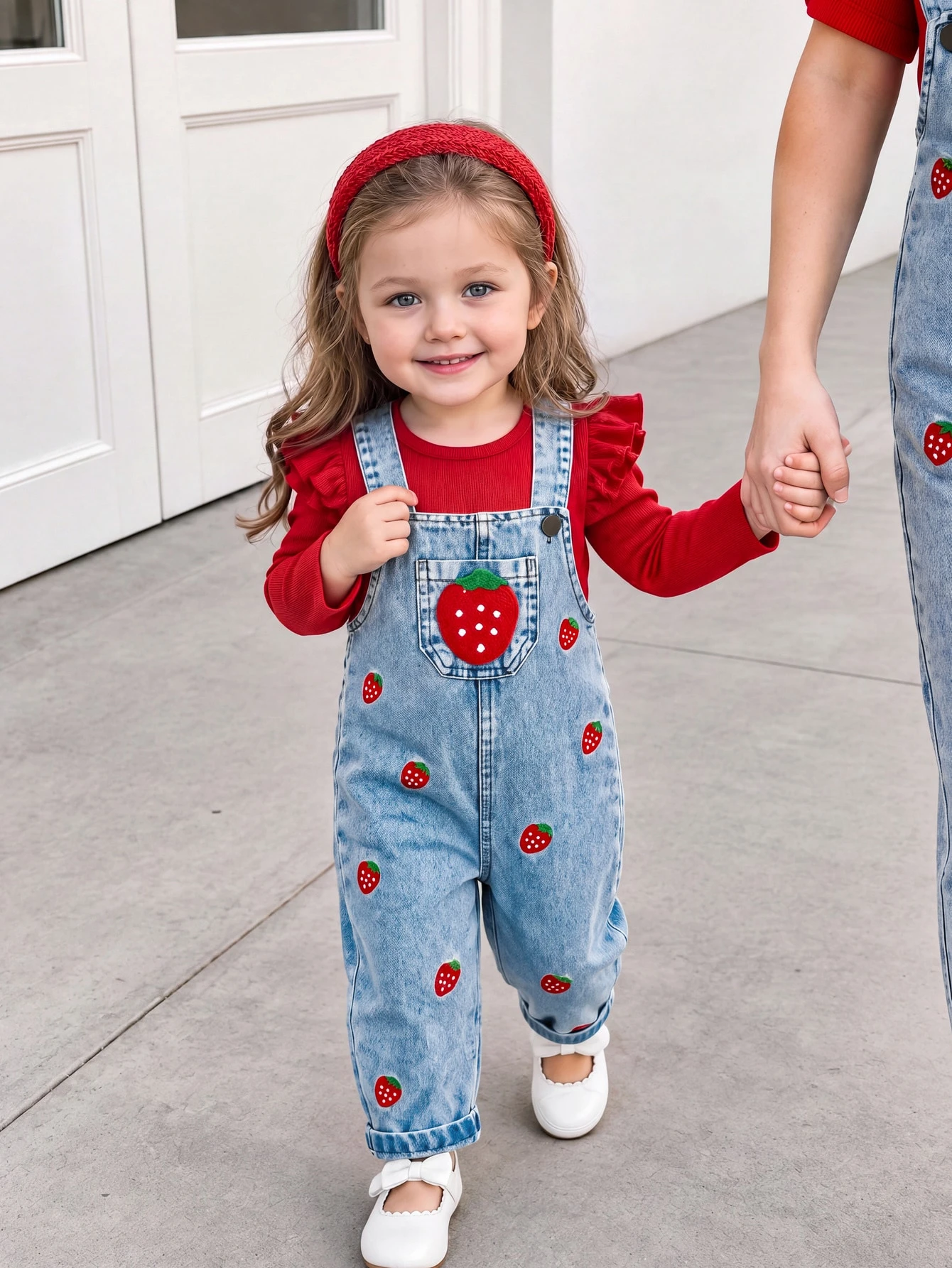Vintaside Kids Ensemble pour bébé fille avec pantalon en jean brodé de fleurs, Top — vue 2