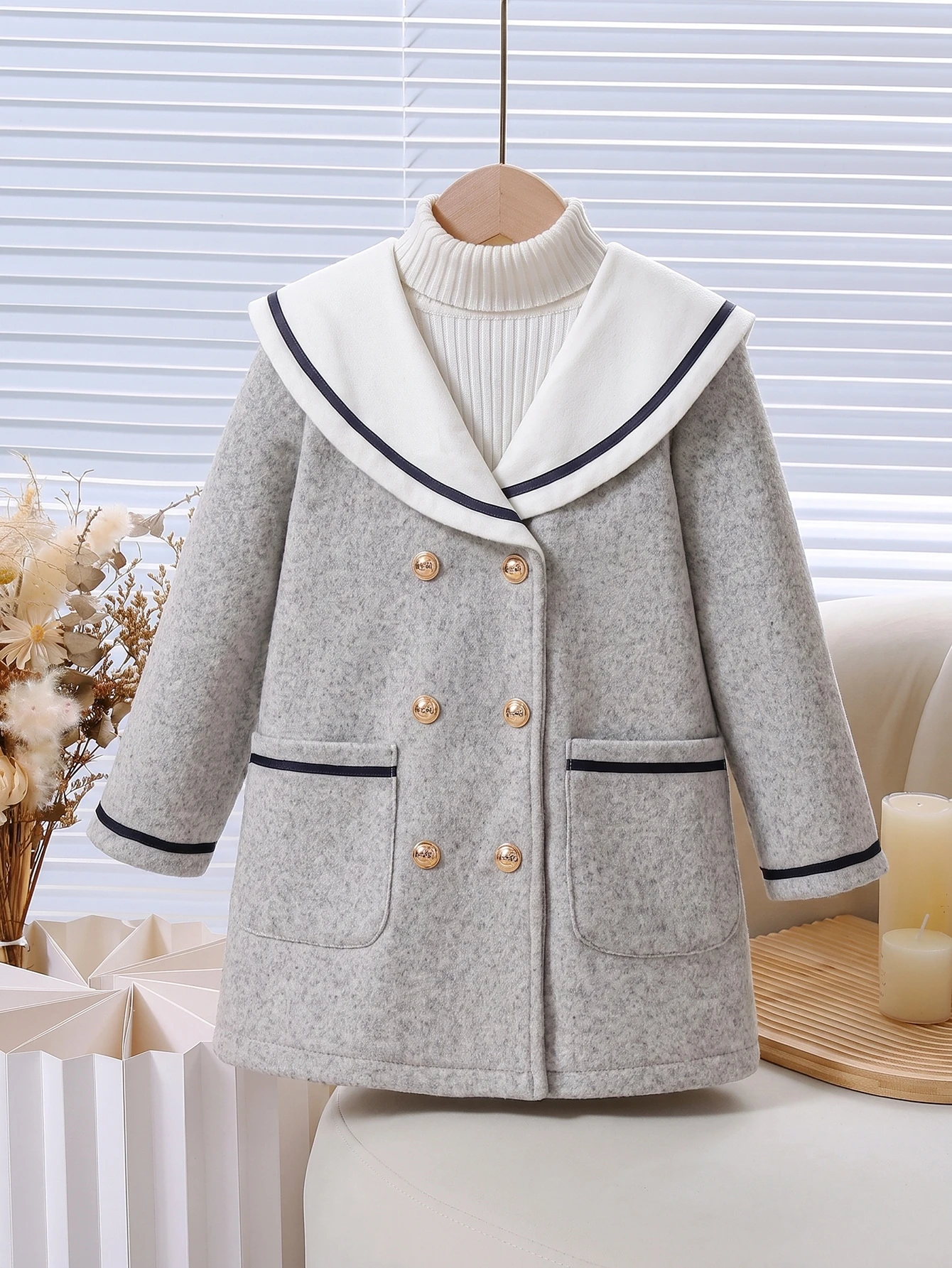 Elladie kids Veste-cardigan en laine pour jeunes filles, décoration mode avec cordon de — vue 6