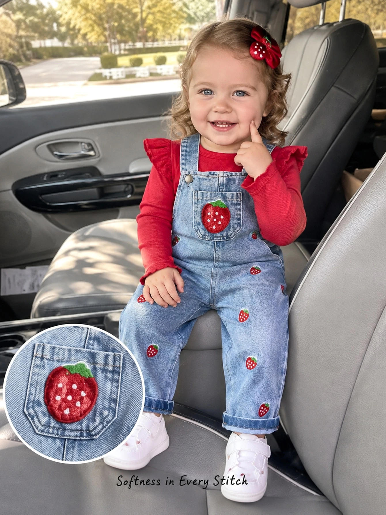 Vintaside Kids Ensemble pour bébé fille avec pantalon en jean brodé de fleurs, Top — vue 6