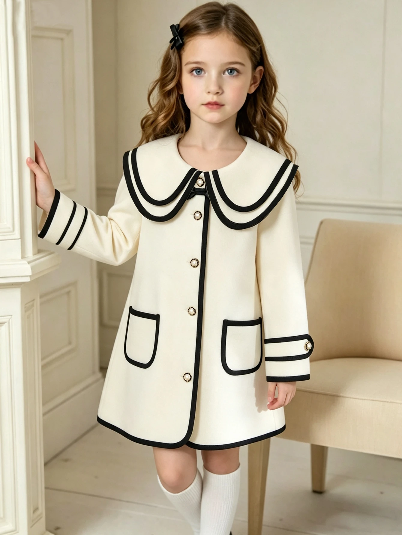 Elladie kids Veste-cardigan en laine pour jeunes filles, décoration mode avec cordon de — vue 5